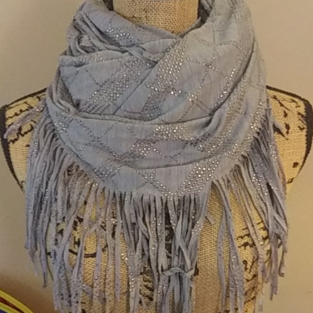 Rhinestone fringe scarf